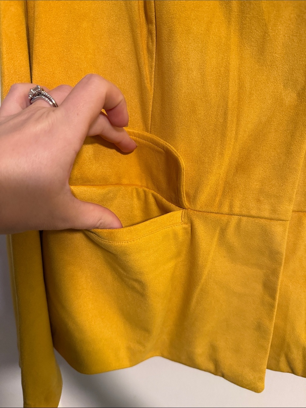 Chico’s Mustard Yellow Faux Suede Jacket - Picture 4 of 7